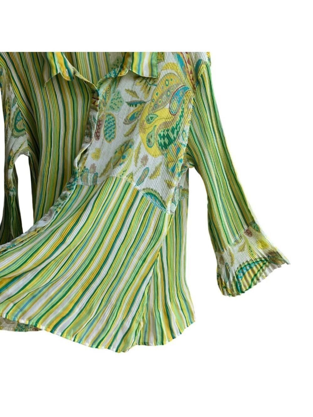 M Milano Lightweight Paisley & Striped Patchwork Design 3/4 Sleeve Blouse XL - Picture 4 of 7